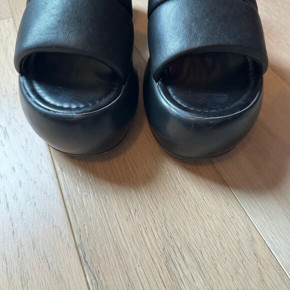 Seychelles Womens Black Leather Sandal Puffy Platform Slides Made in Italy Sz 10 - Picture 7 of 9